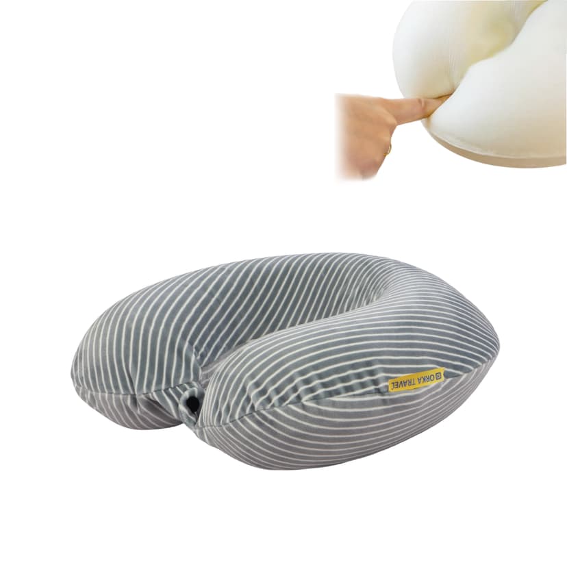Orka Travel Classic Stripe Memory Foam U Neck - Dark Grey