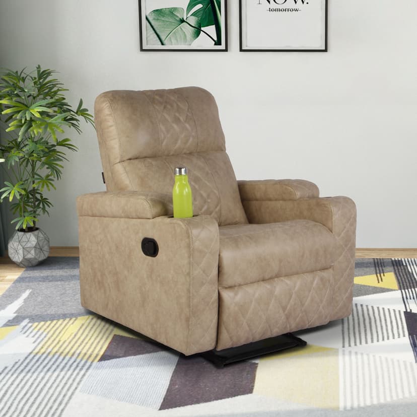 Primrose Victoria Single Seater Living Room Manual 1R Recliner - Beige