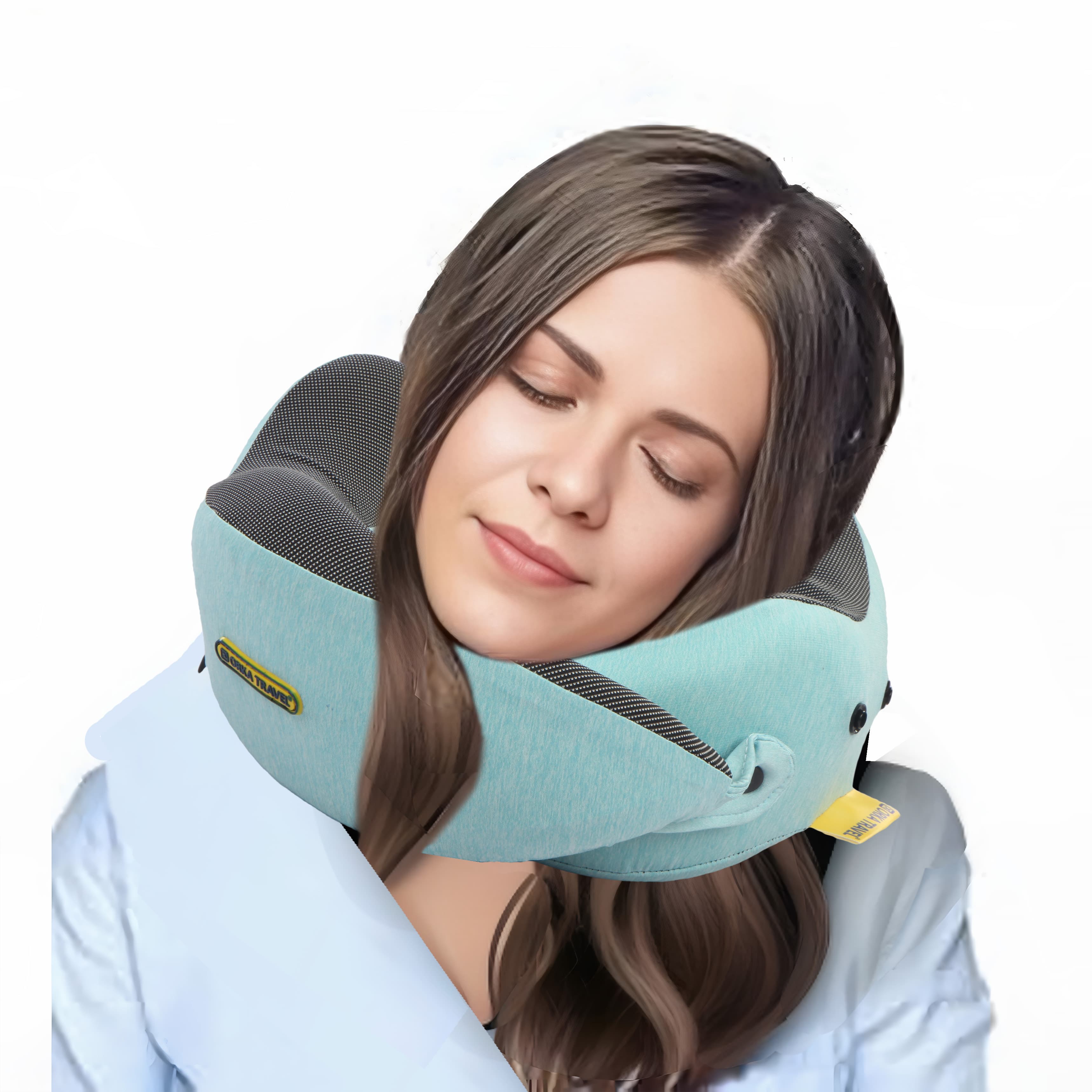 Orka Travel Cosmic 3 Adjustable Neck Buttons Memory Foam U Neck - Teal
