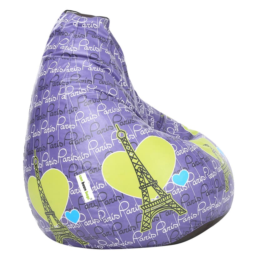 Orka Digital Printed Bean Bag (Paris, Yellow, Purple)