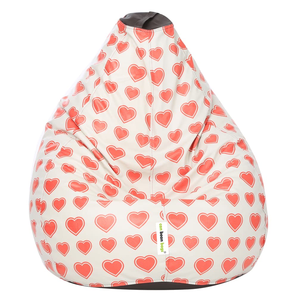 Orka Digital Printed XXL Bean Bag Cover Without Beans (Heart, Red, Black)