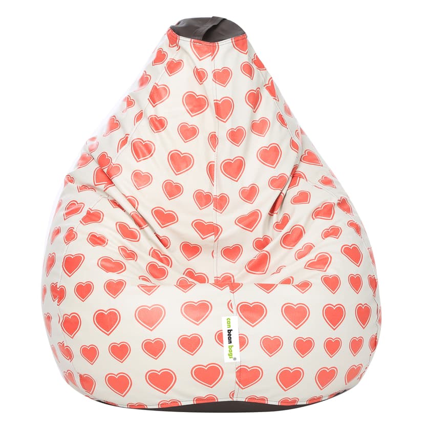 Orka Digital Printed Bean Bag (Heart, Red, White)