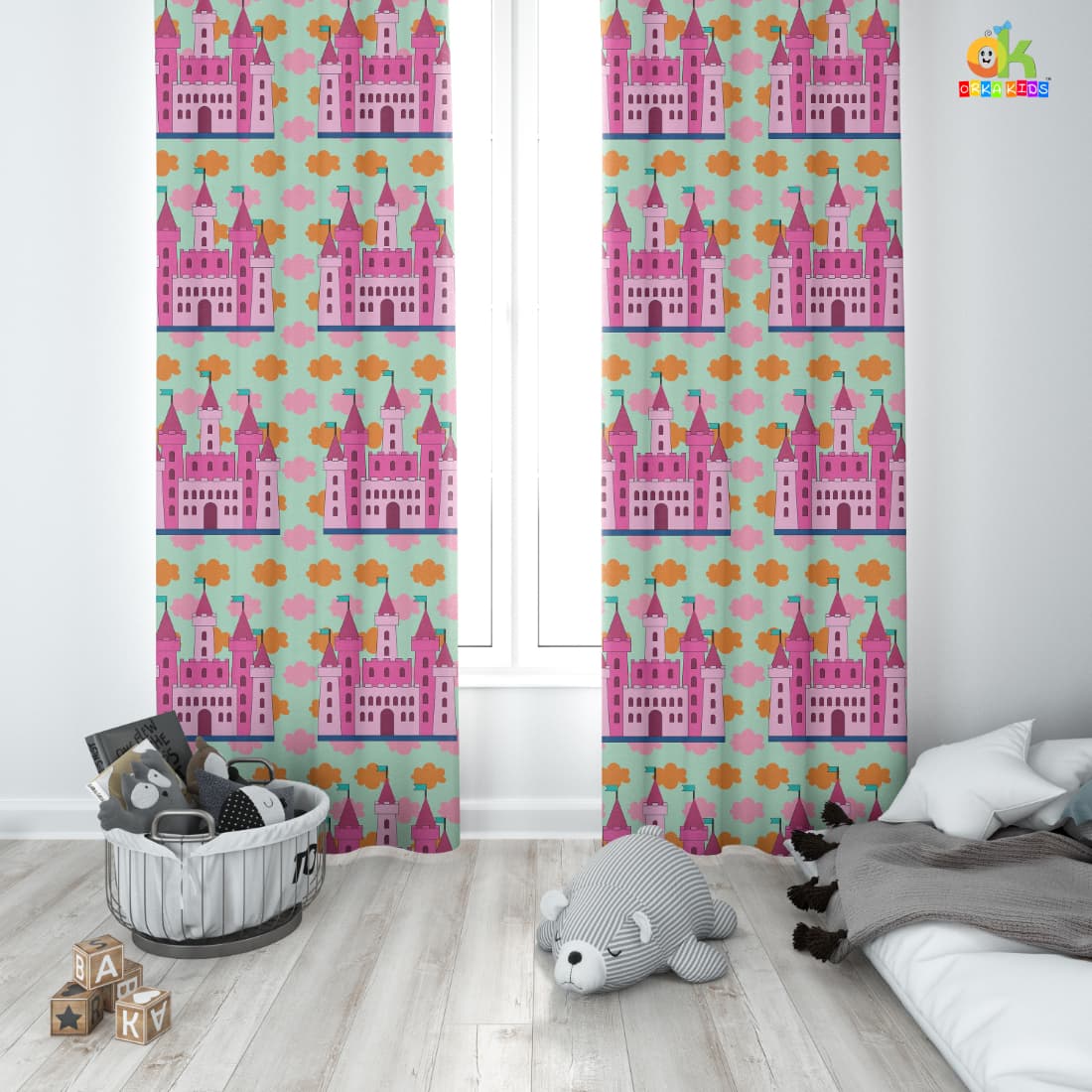 Orka Kids Door Curtain Pack of 2, (Pencil House Pink)