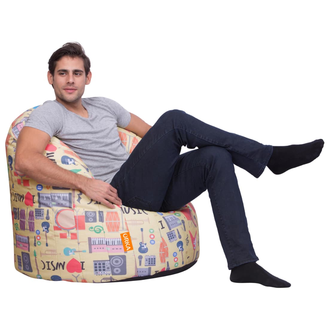 Can bean bags Digital Printed XXXL Big Boss Chair (Yellow)
