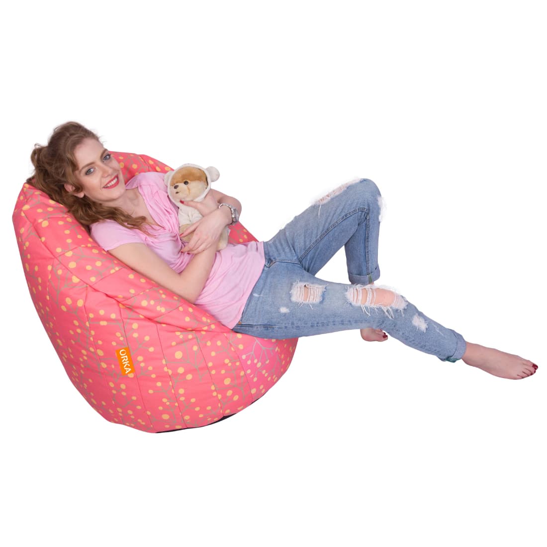 Can bean bags Digital Printed XXXL Big Boss Chair (Pink)