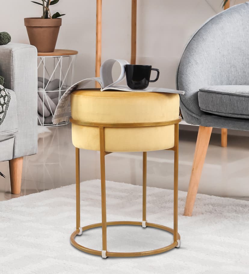 Primrose Ottoman Pouffes for Sitting Stool for Living Room Sitting Puffy Wooden Stools Chair Living Room Furniture Footrest Pouf Foot Stool for Office Room Decor (Glen)