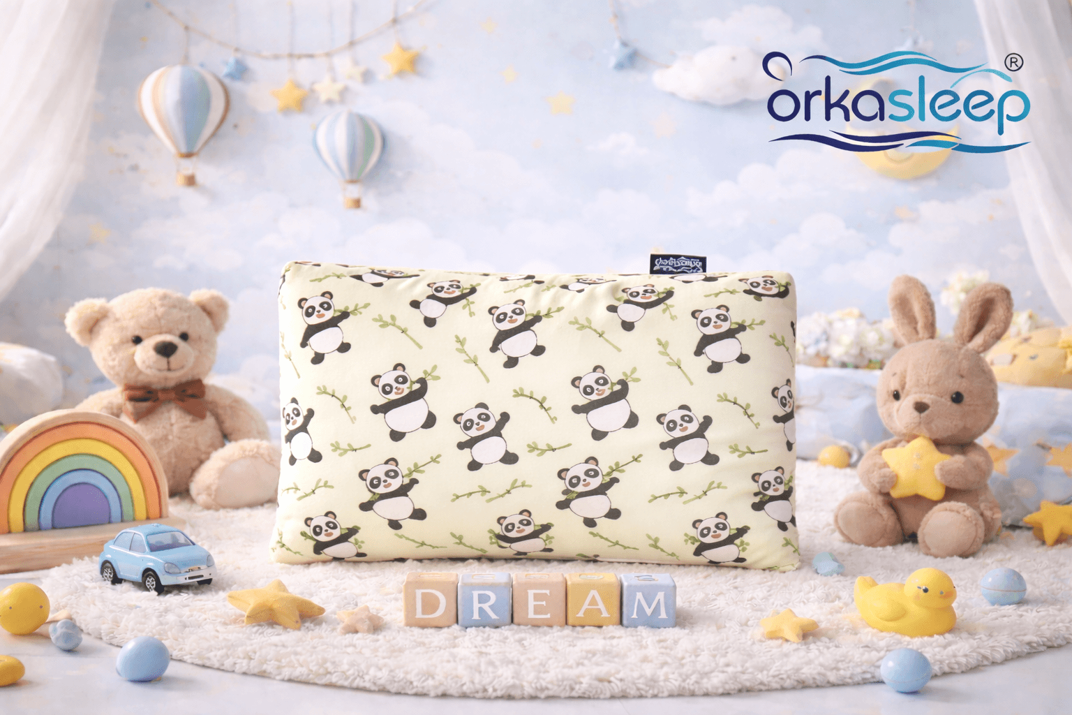 ORKASLEEP Kids Eco Printed Pillow Design 3 Pillow – Spandex