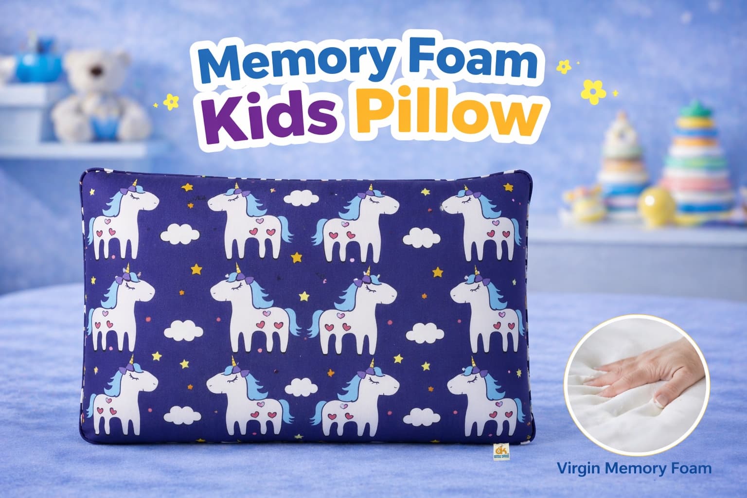Orka Kids Memory Foam Pillow Eco Printed Unicorn