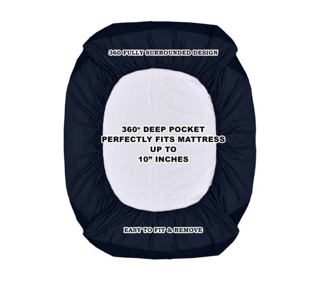 Featherix Cotton Feel Terry Ultra Soft Breathable Hypoallergenic Waterproof Mattress Protector – King Size (Dark Blue, 72x72 inches)