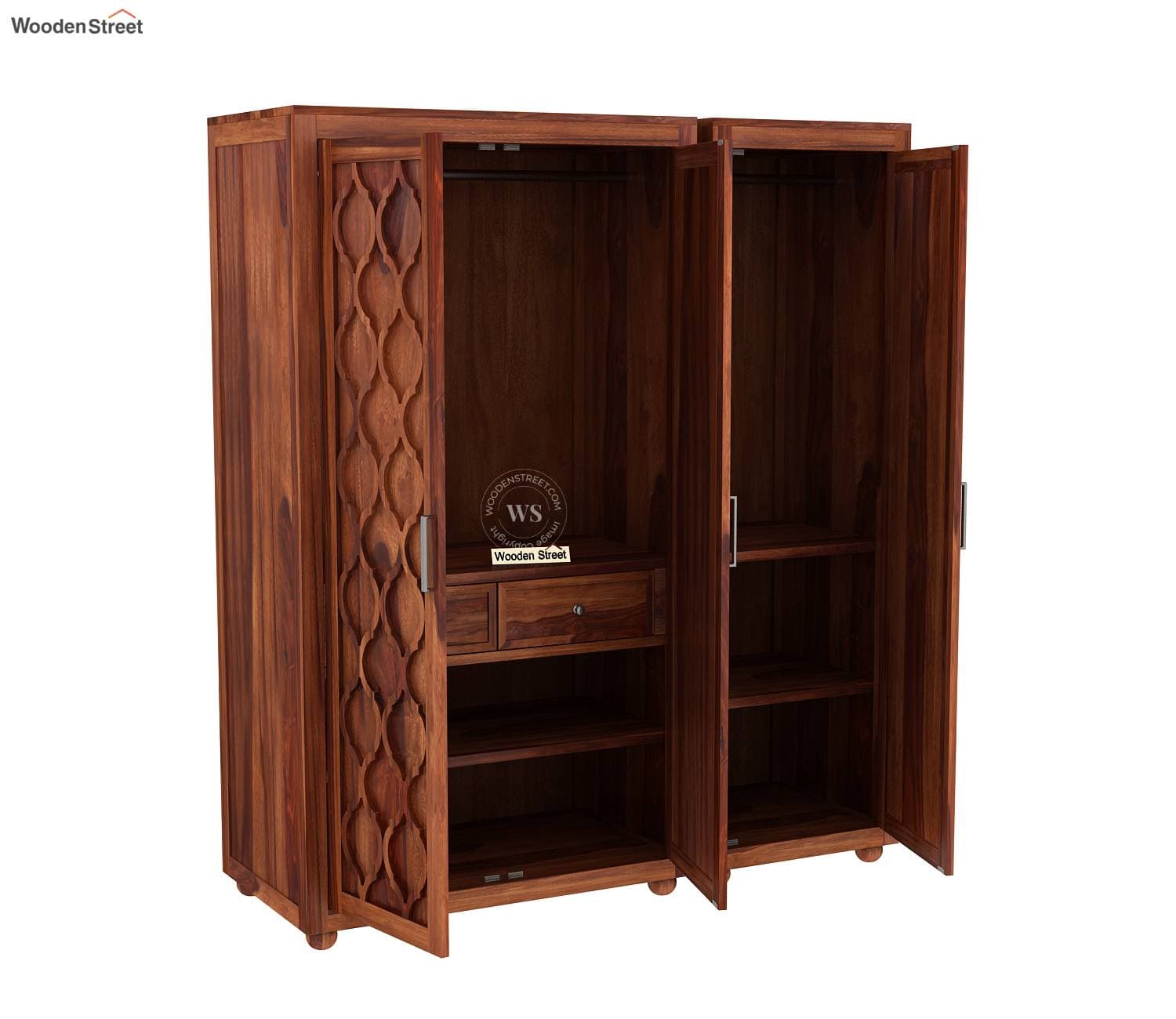 Montana 3 Door Multi-Utility Wardrobe – Honey Finish view 2