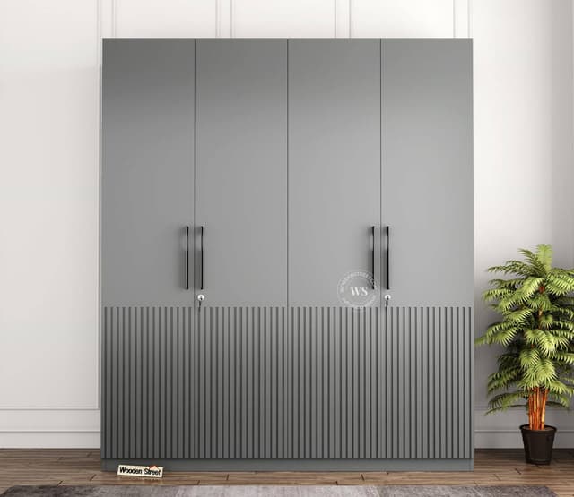 Nora Engineered Wood 4 Door Wardrobe – Gothic Grey Finish