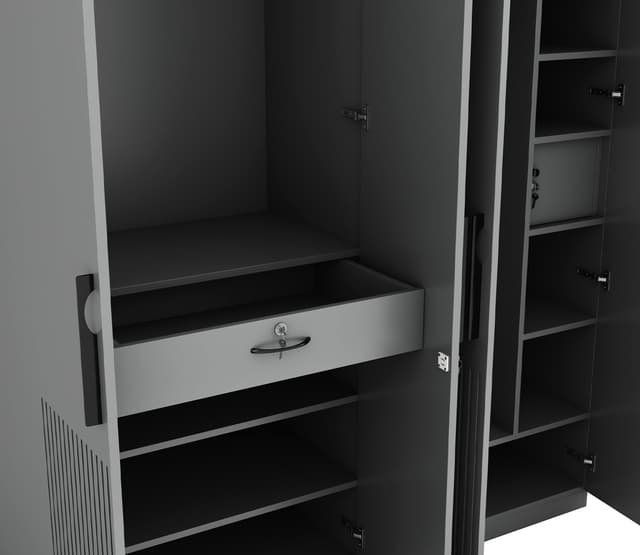 Nora Engineered Wood 4 Door Wardrobe – Gothic Grey Finish