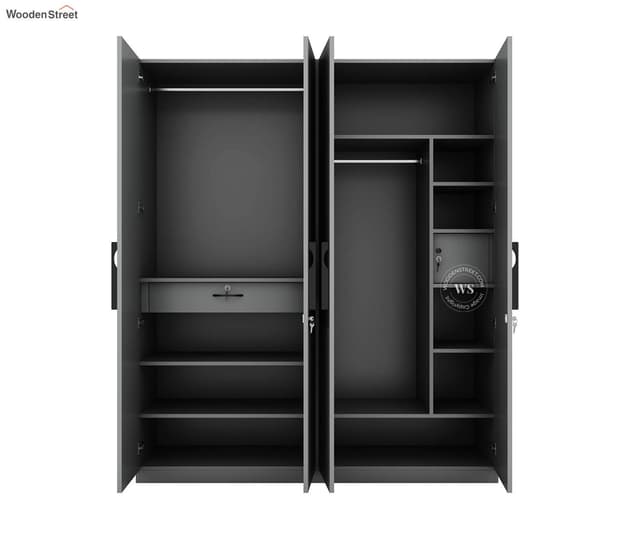 Nora Engineered Wood 4 Door Wardrobe – Gothic Grey Finish