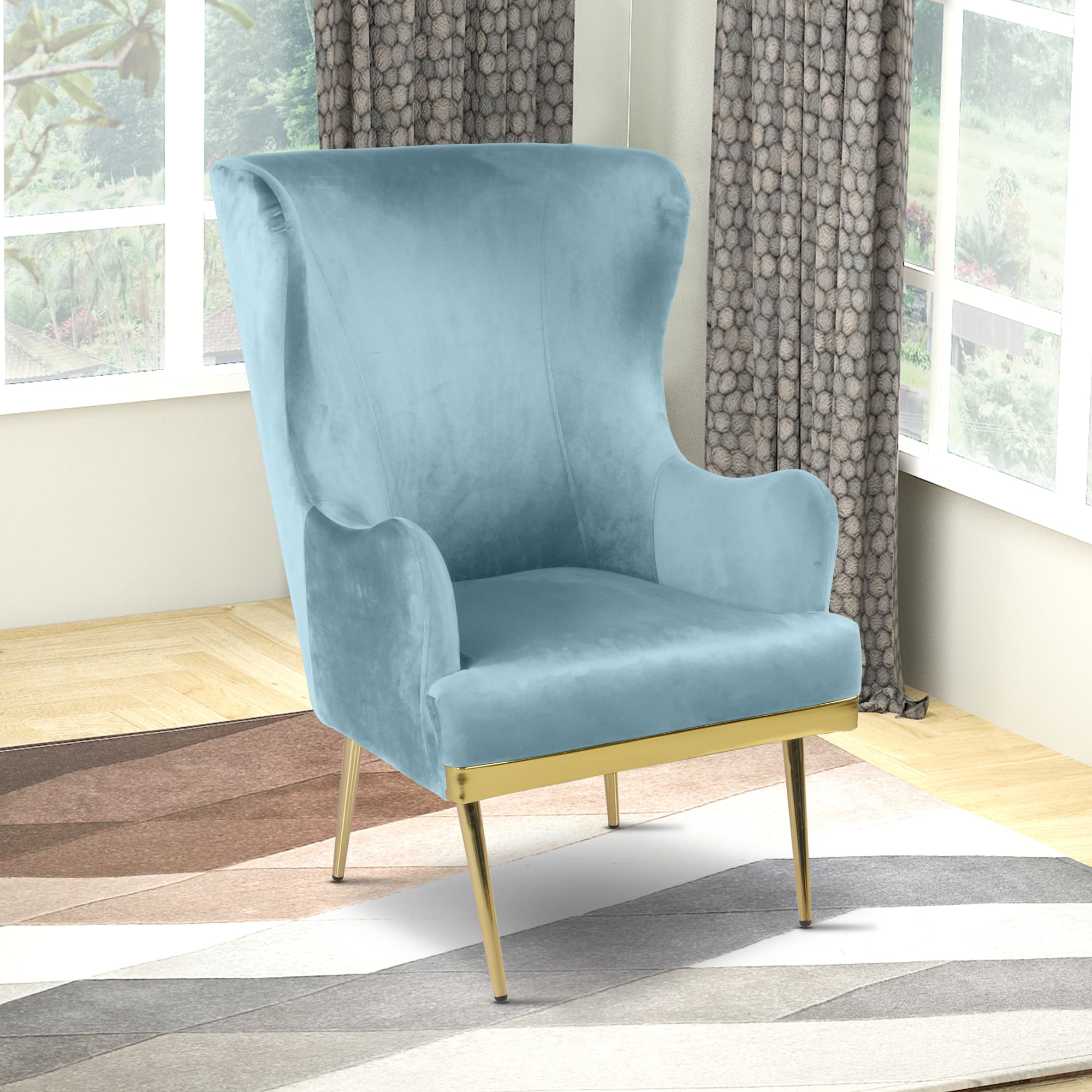Primrose Camilla Wing Chair for Living Room Bedroom High Back Arm Rest Chair - Teal view 2