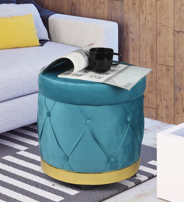 Primrose Royale Ottoman Sitting, Pouffes Stool for Living Room - Teal