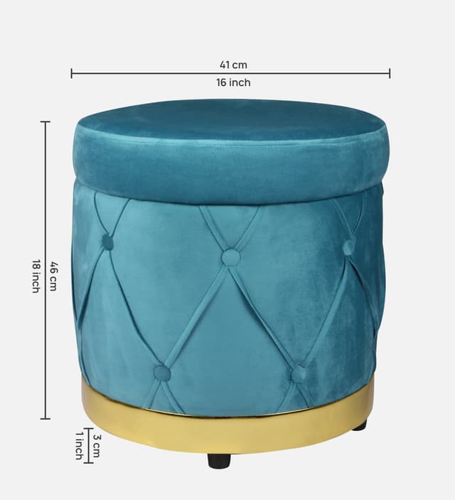 Primrose Royale Ottoman Sitting, Pouffes Stool for Living Room - Teal