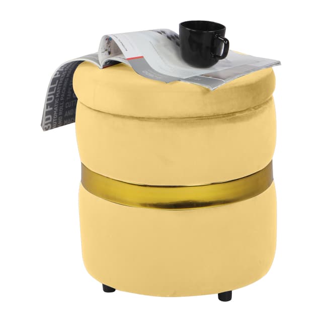 Primrose Saber Ottoman Sitting, Pouffes Stool for Living Room - Yellow