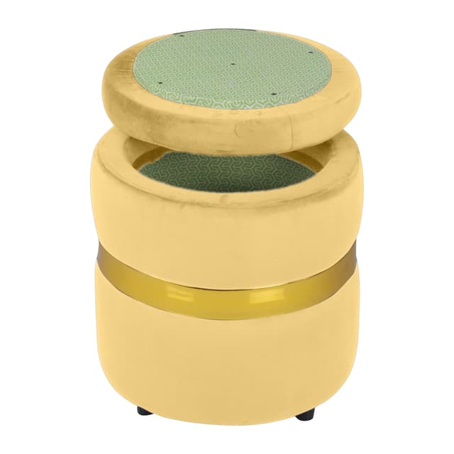 Primrose Saber Ottoman Sitting, Pouffes Stool for Living Room - Yellow