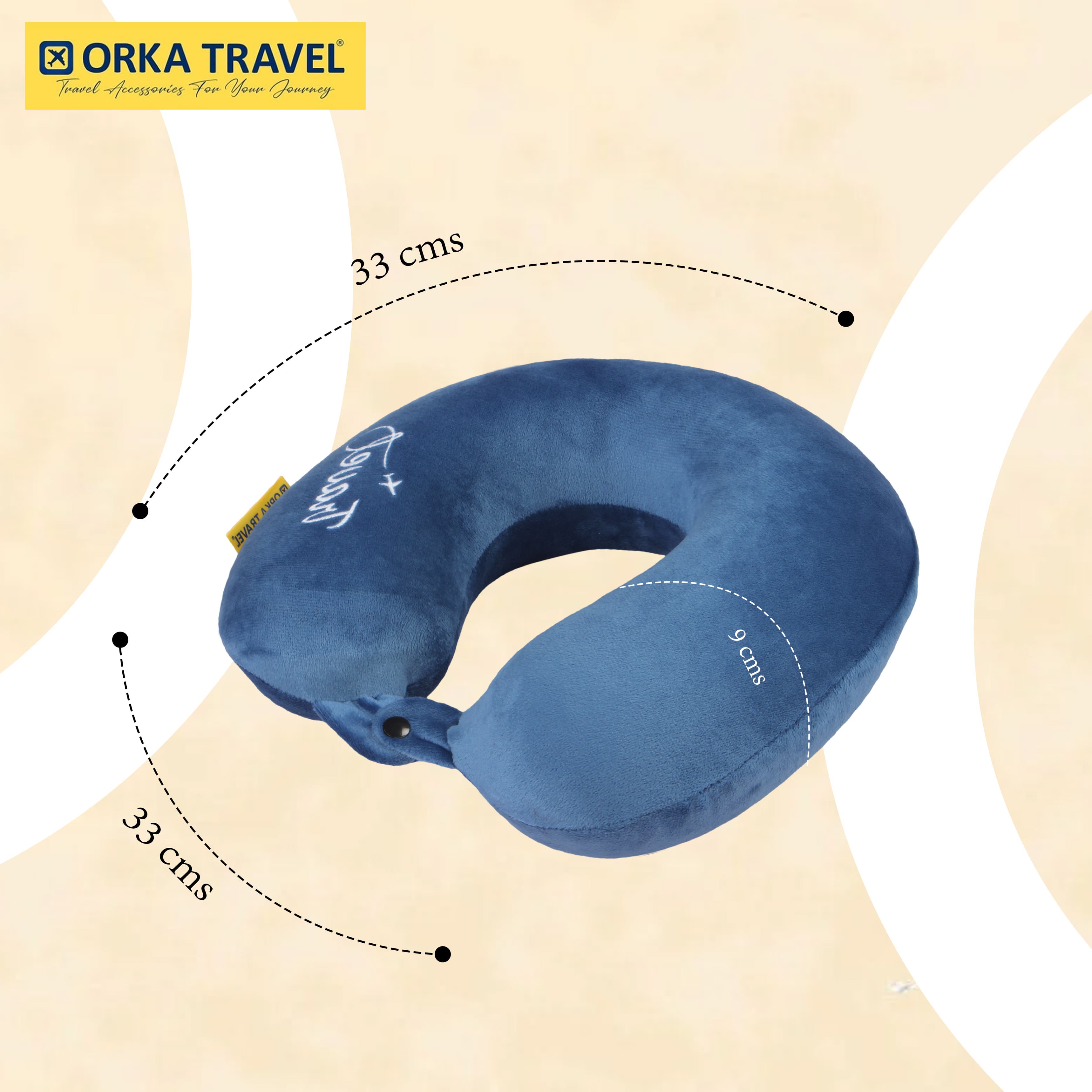 Orka Travel Solid Super Soft Embroidery Memory Foam U Neck view 4