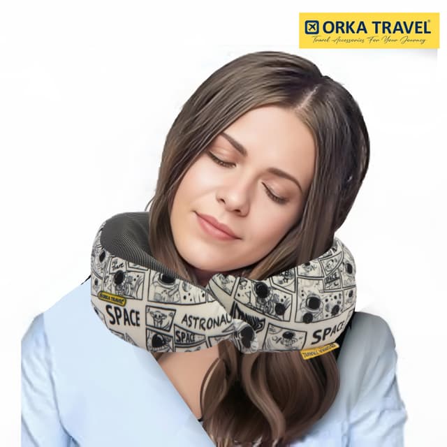 Orka Travel Starc 3 Adjustable Neck Buttons Memory Foam U Neck - Astronaut