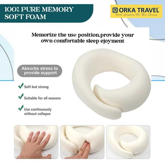 Orka Travel Starc 3 Adjustable Neck Buttons Memory Foam U Neck - Teal
