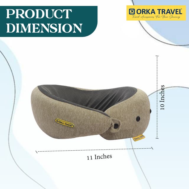 Orka Travel Starc 3 Adjustable Neck Buttons Memory Foam U Neck - Brown