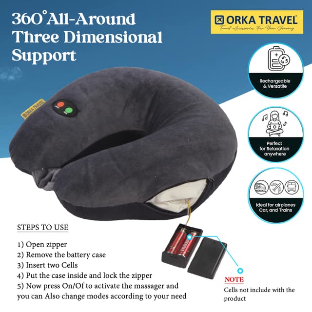 Orka Travel Microbeads Massager U Neck - Grey