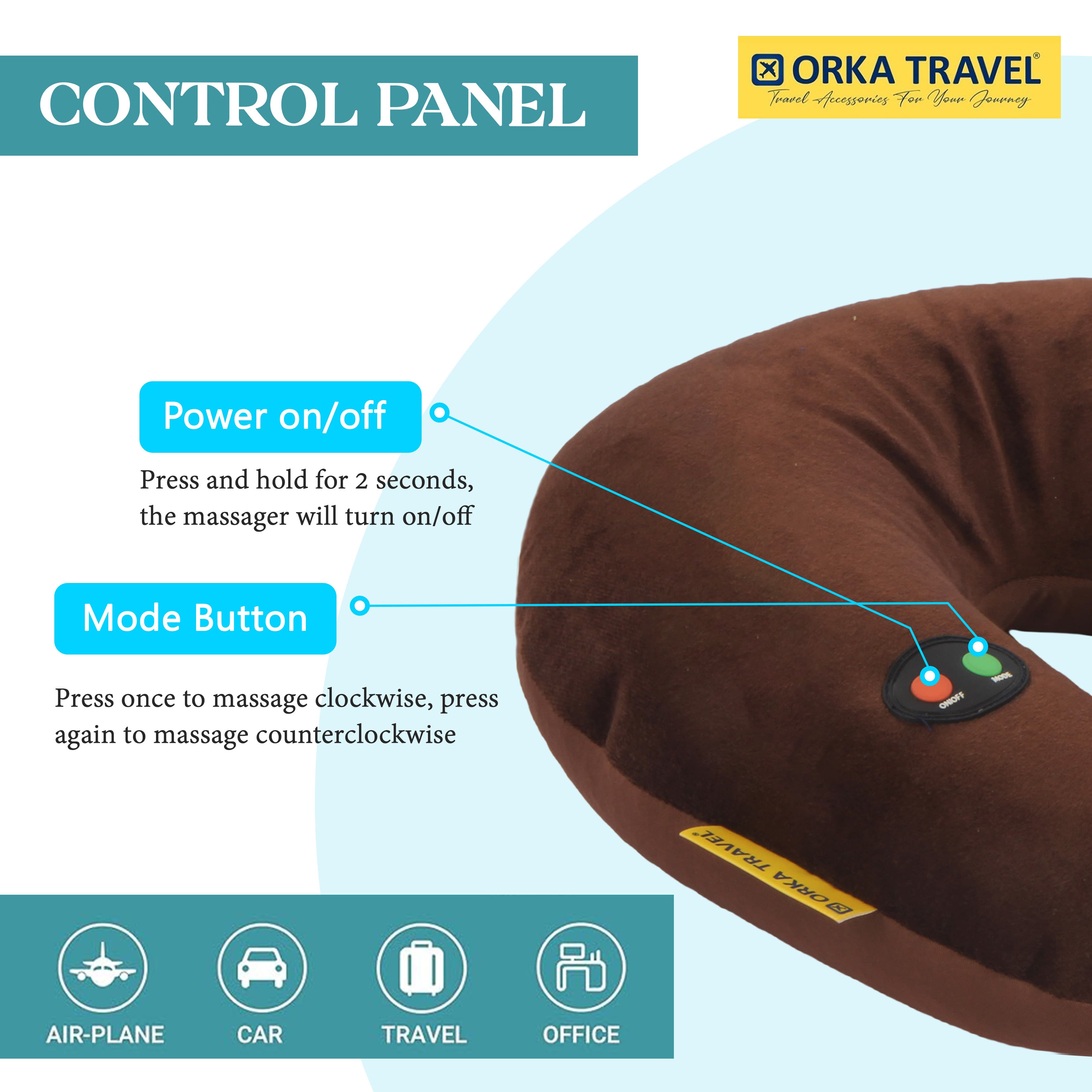 Orka Travel Microbeads Massager U Neck - Brown view 9