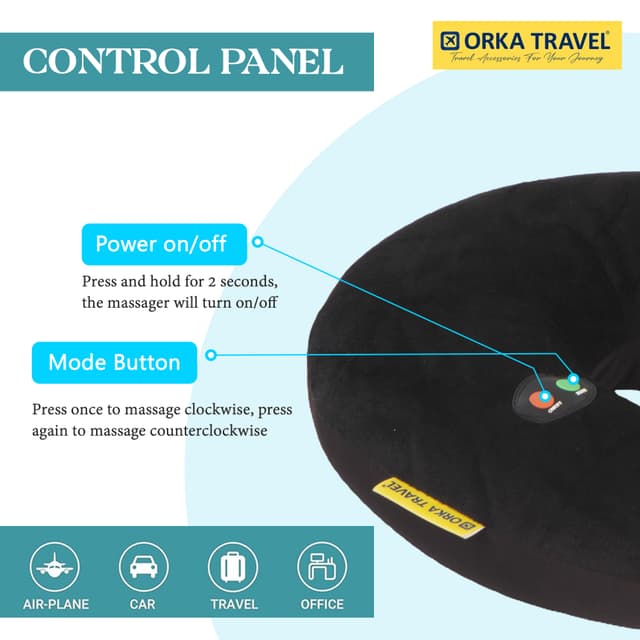 Orka Travel Microbeads Massager U Neck - Black
