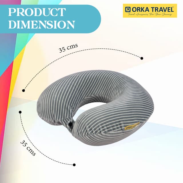 Orka Travel Classic Stripe Memory Foam U Neck - Dark Grey