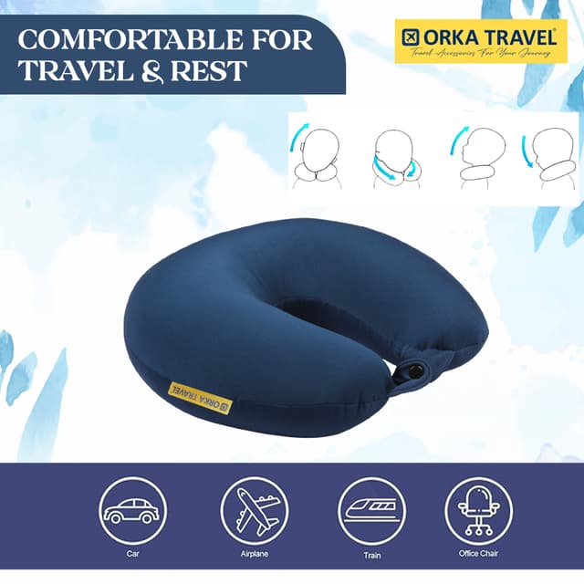 Orka Travel Solid Microbeads U Neck - Navy Blue