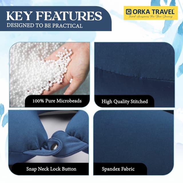 Orka Travel Solid Microbeads U Neck - Navy Blue