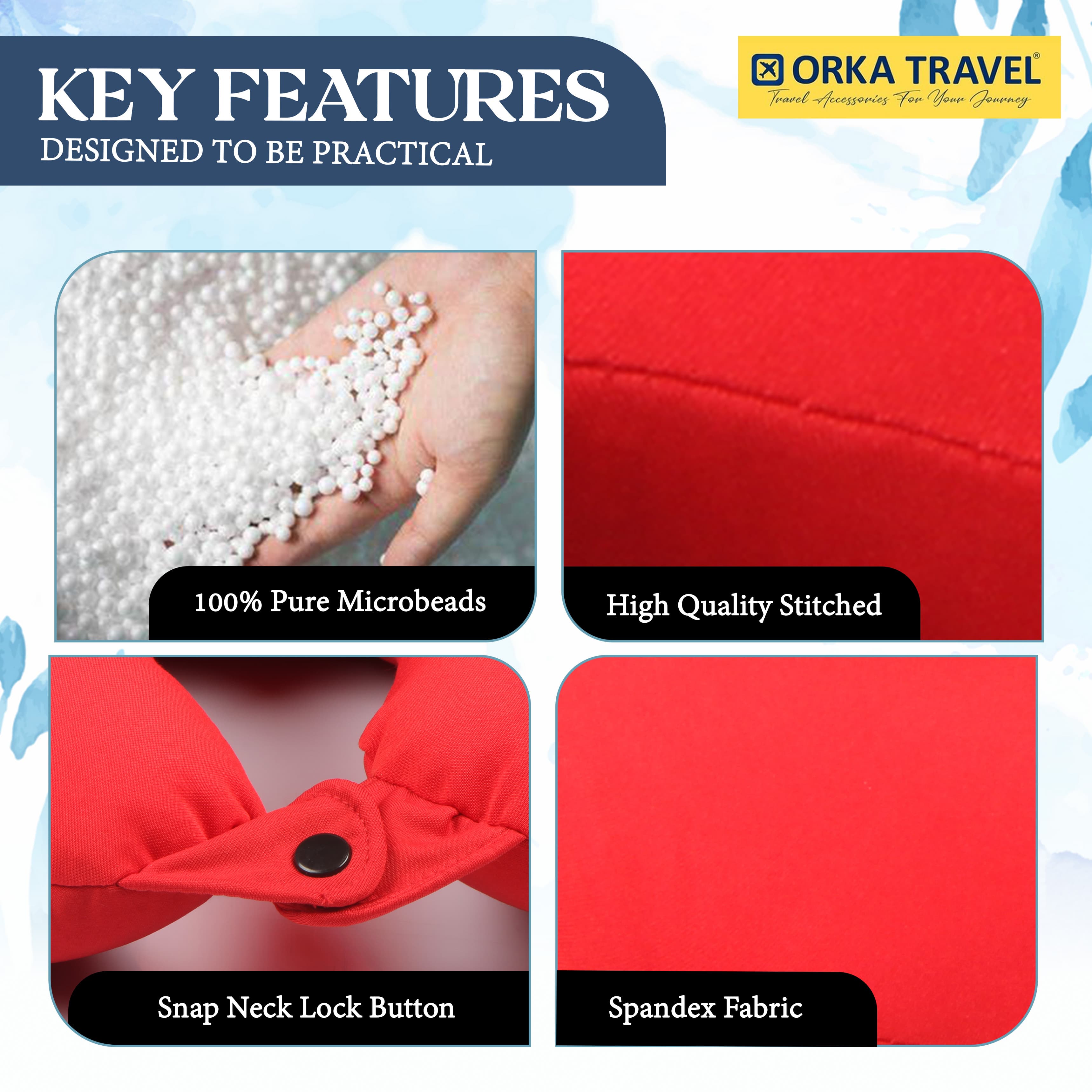 Orka Travel Solid Microbeads U Neck - Red view 4