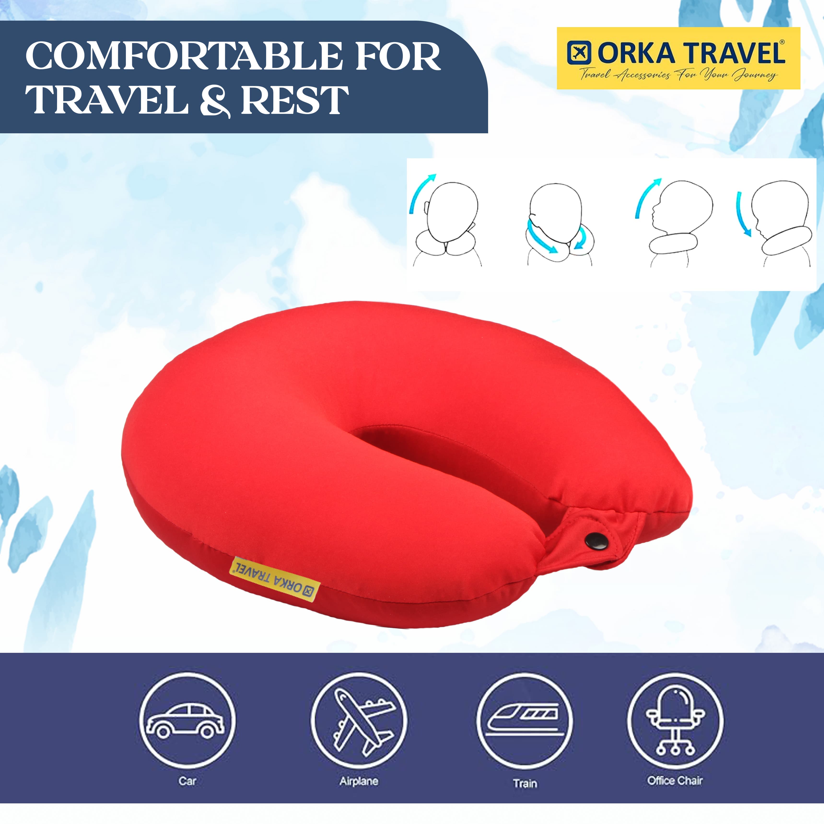 Orka Travel Solid Microbeads U Neck - Red view 5