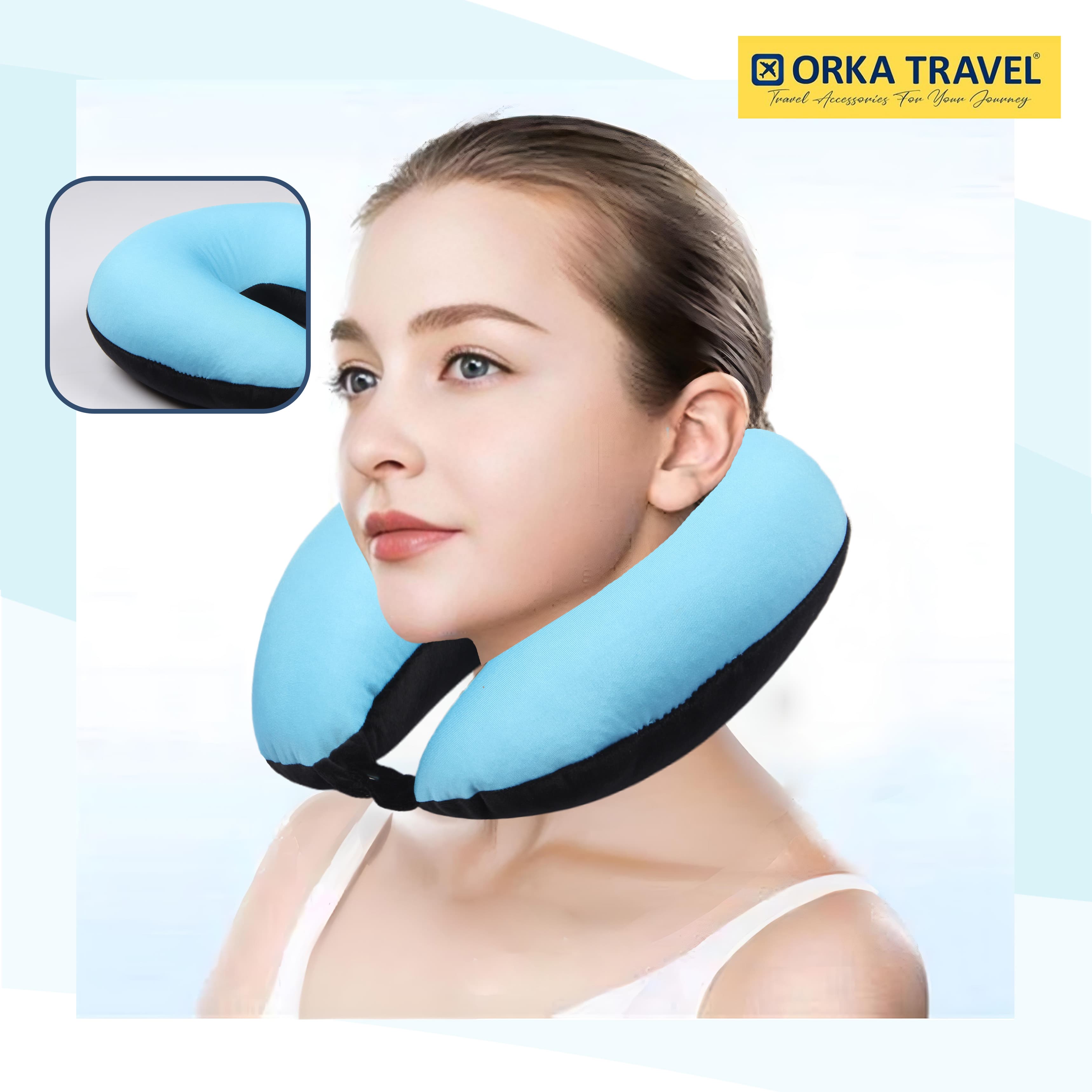 Orka Travel Solid Microbeads U Neck - Teal, Black view 2