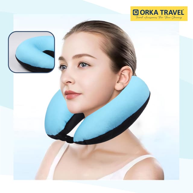 Orka Travel Solid Microbeads U Neck - Teal, Black