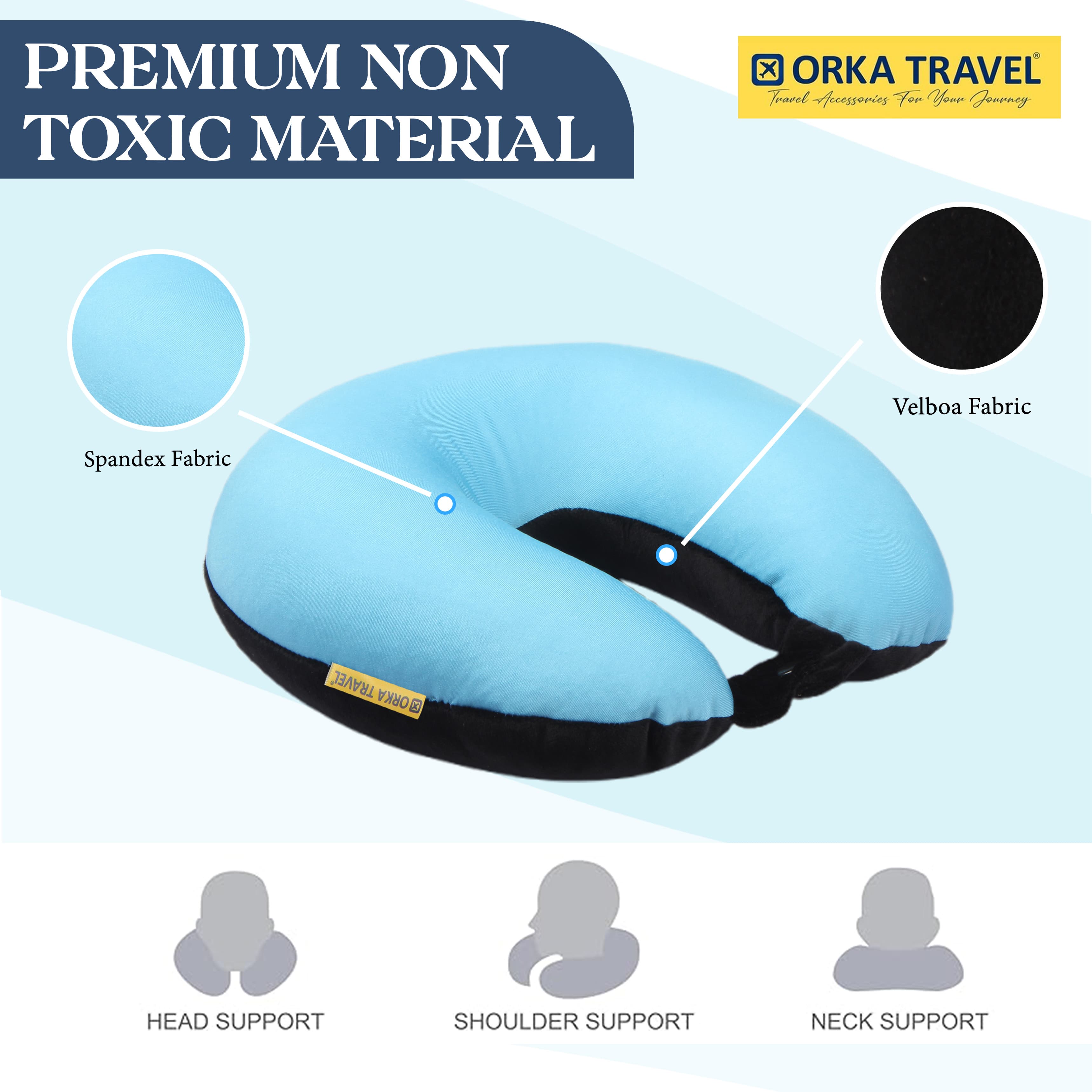 Orka Travel Solid Microbeads U Neck - Teal, Black view 3