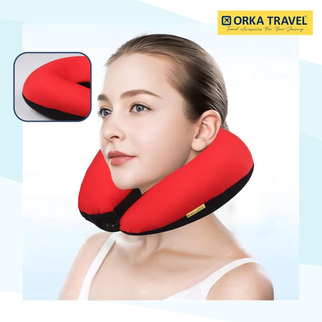 Orka Travel Solid Microbeads U Neck - Red, Black