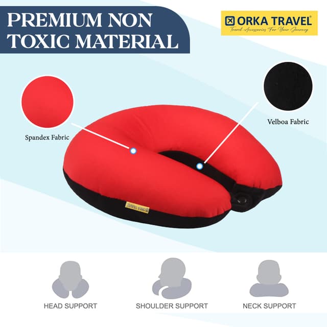 Orka Travel Solid Microbeads U Neck - Red, Black