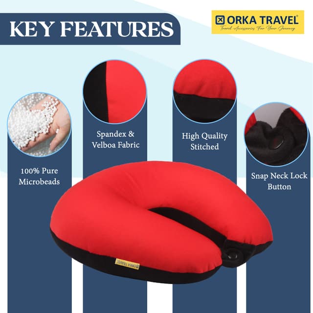Orka Travel Solid Microbeads U Neck - Red, Black