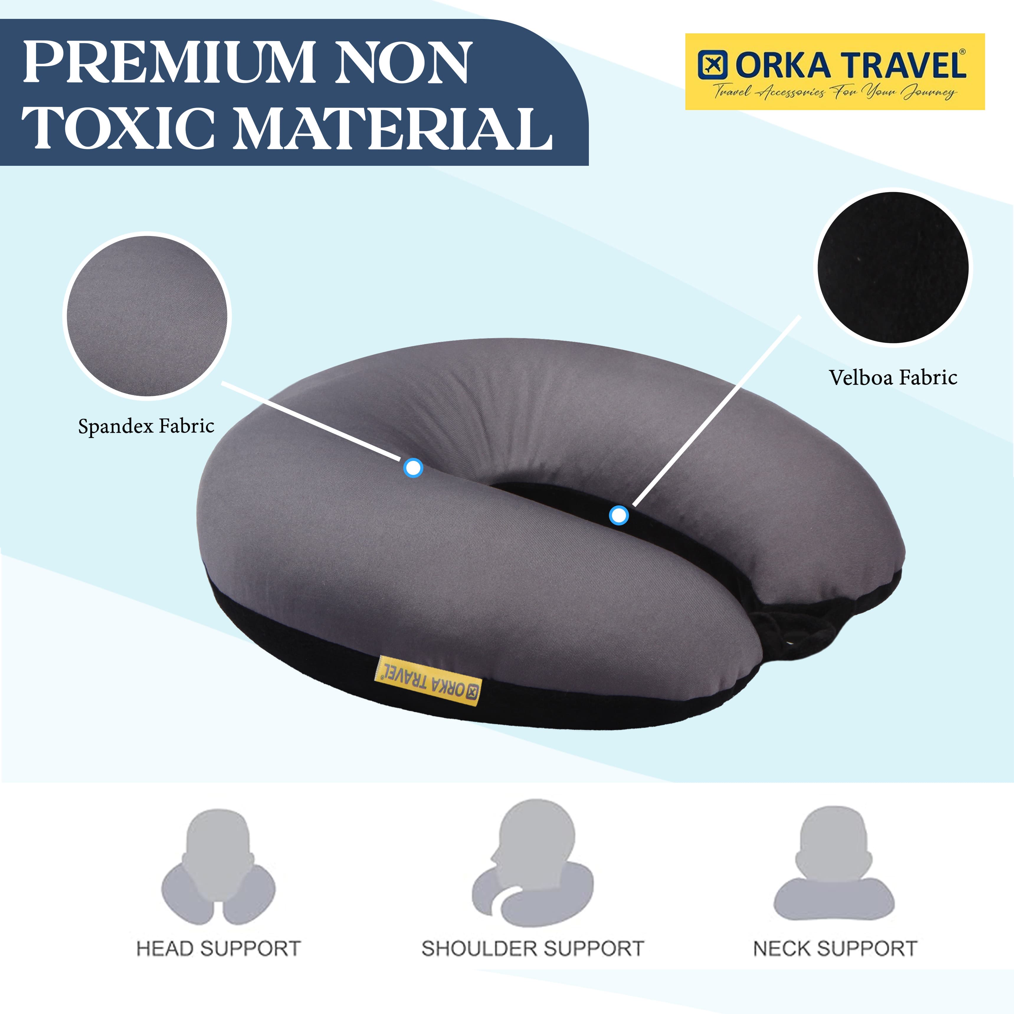 Orka Travel Solid Microbeads U Neck - Grey, Black view 3