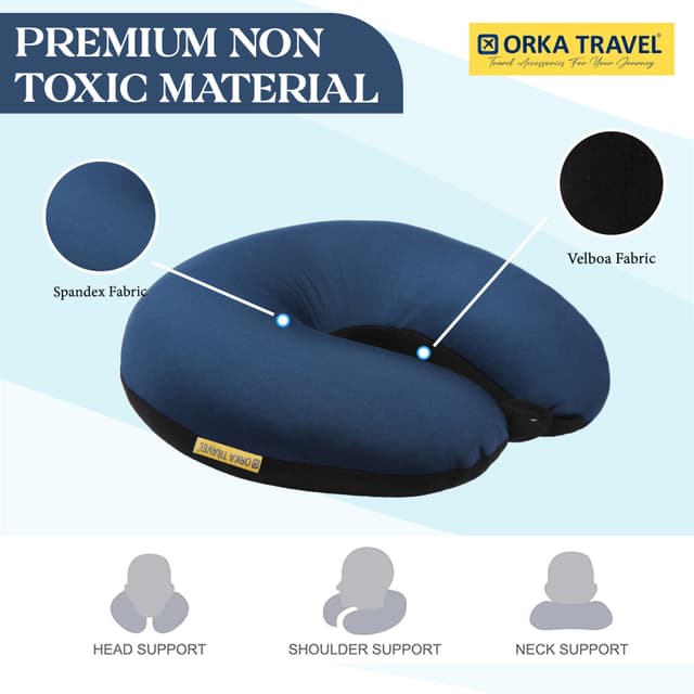 Orka Travel Solid Microbeads U Neck - Navy Blue, Black