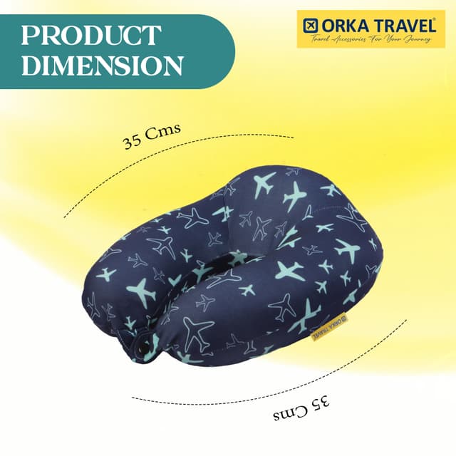 Orka Travel Digital Printed High Back Memory Foam U Neck - Planes