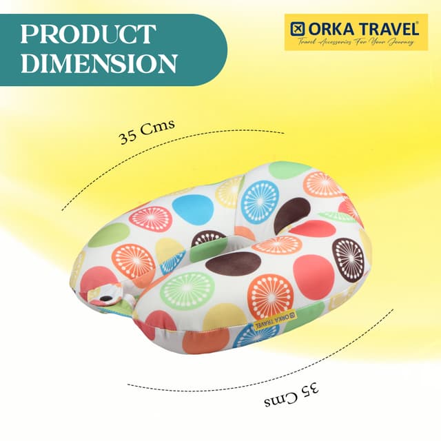 Orka Travel Digital Printed High Back Memory Foam U Neck - Lemon
