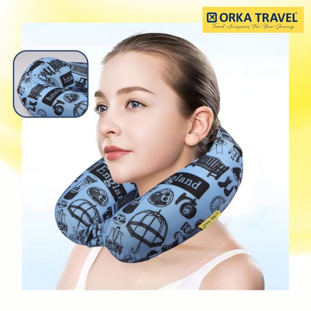 Orka Travel Digital Printed High Back Memory Foam U Neck - Keep Calm