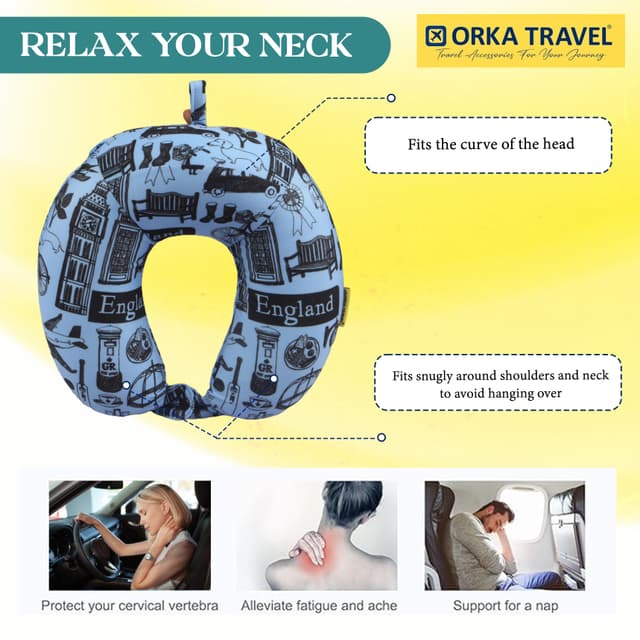 Orka Travel Digital Printed High Back Memory Foam U Neck - Keep Calm