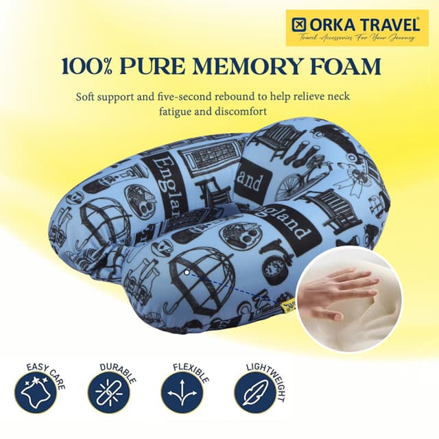 Orka Travel Digital Printed High Back Memory Foam U Neck - Keep Calm