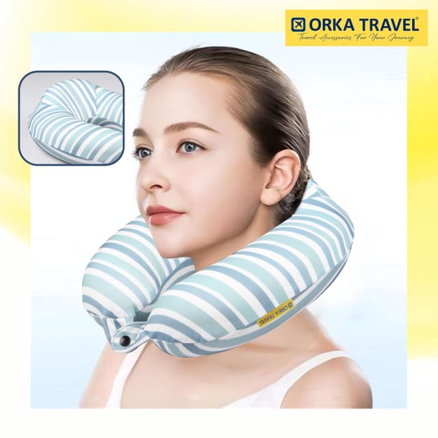 Orka Travel Digital Printed High Back Memory Foam U Neck - Linear