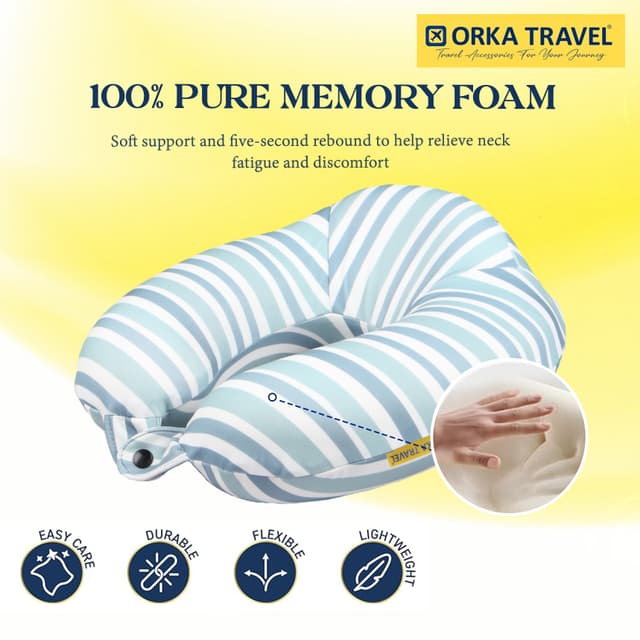 Orka Travel Digital Printed High Back Memory Foam U Neck - Linear