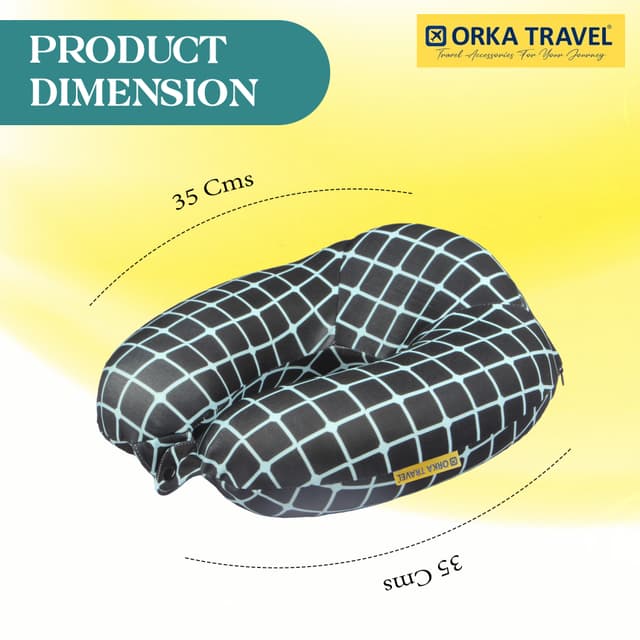 Orka Travel Digital Printed High Back Memory Foam U Neck - Stripe Teal
